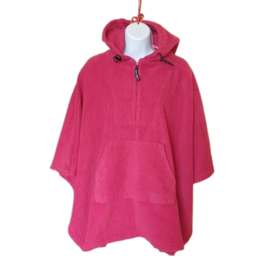 VINTAGE Red Fleece Hooded Sweater Cape Girl Medium